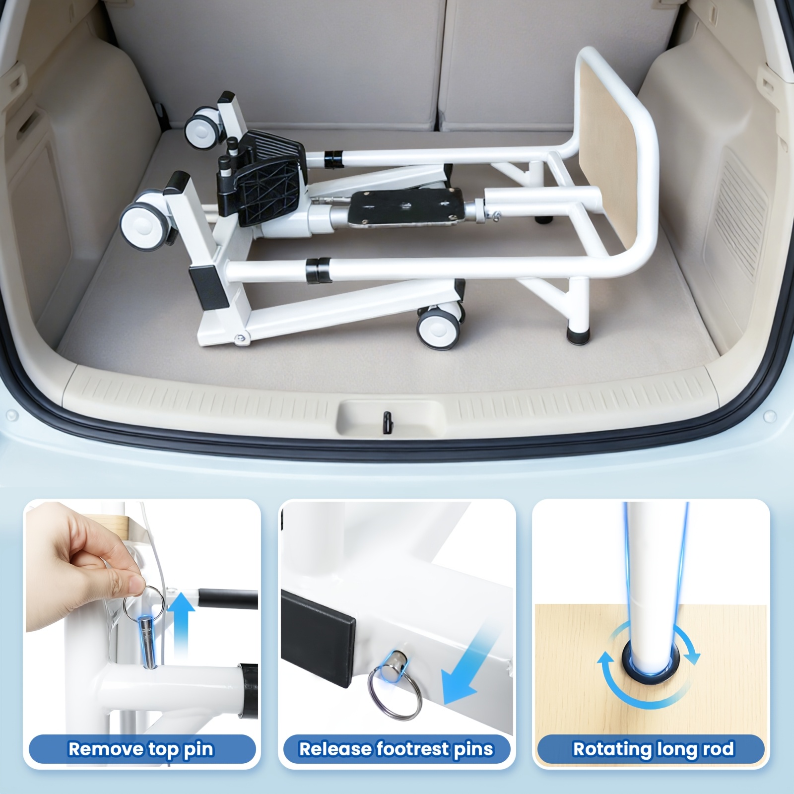household and automotive lifting mobile equipment adjustable height base width manual operation sturdy backrest to prevent   standing aid and support frame   with seat belts and armrests Product details 2
