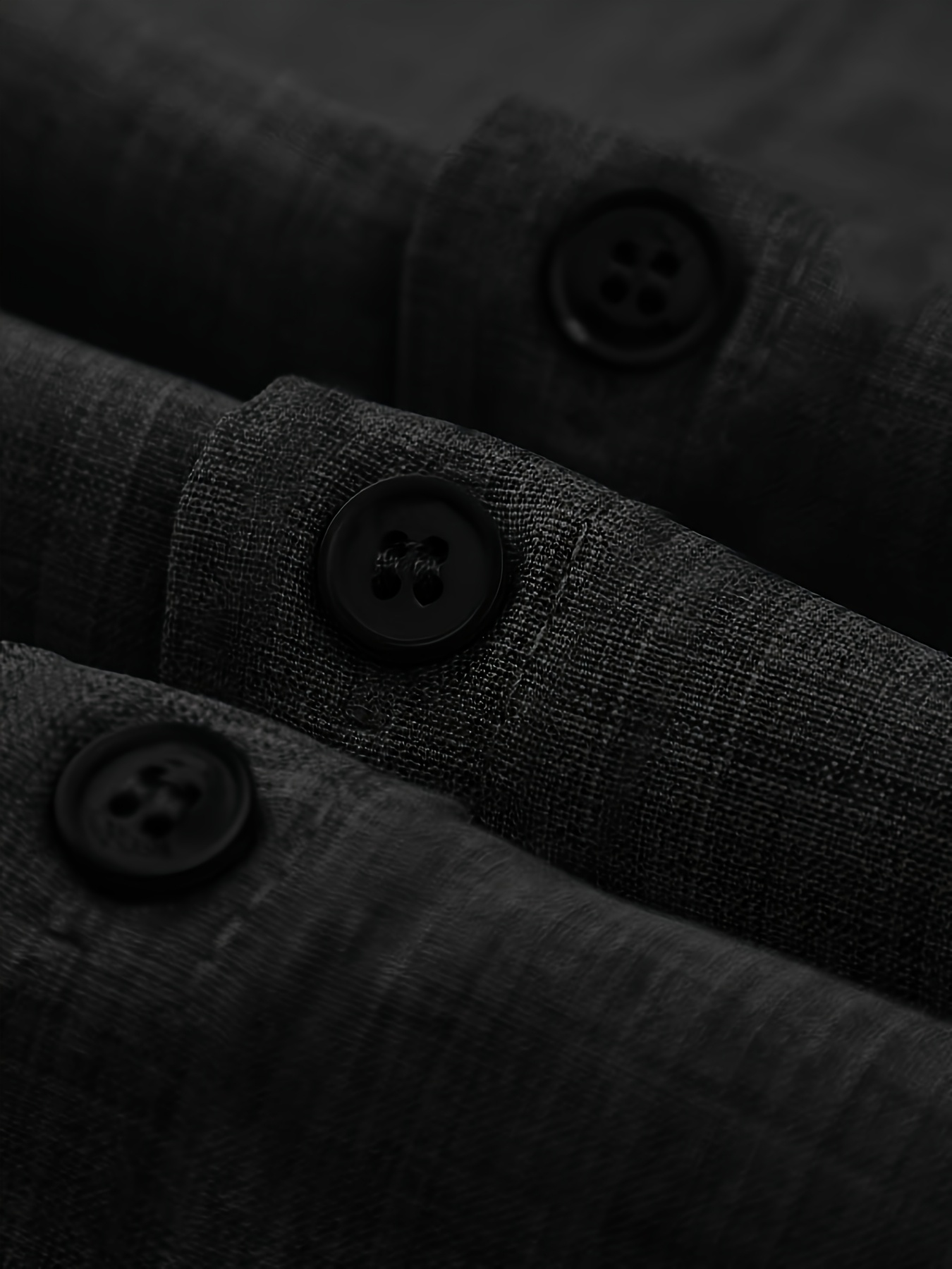 Men'S Plus Size Vintage Black Casual Button-Up Short Sleeve Shirt with Pockets - Summer Basic Lapel Collar, Non-Stretch Fabric, Regular Fit, Adult Sizes, Lightweight Polyester, Casual Attire | Classic Buttonup Shirt | Solid Color Shirt, PLUS SIZE