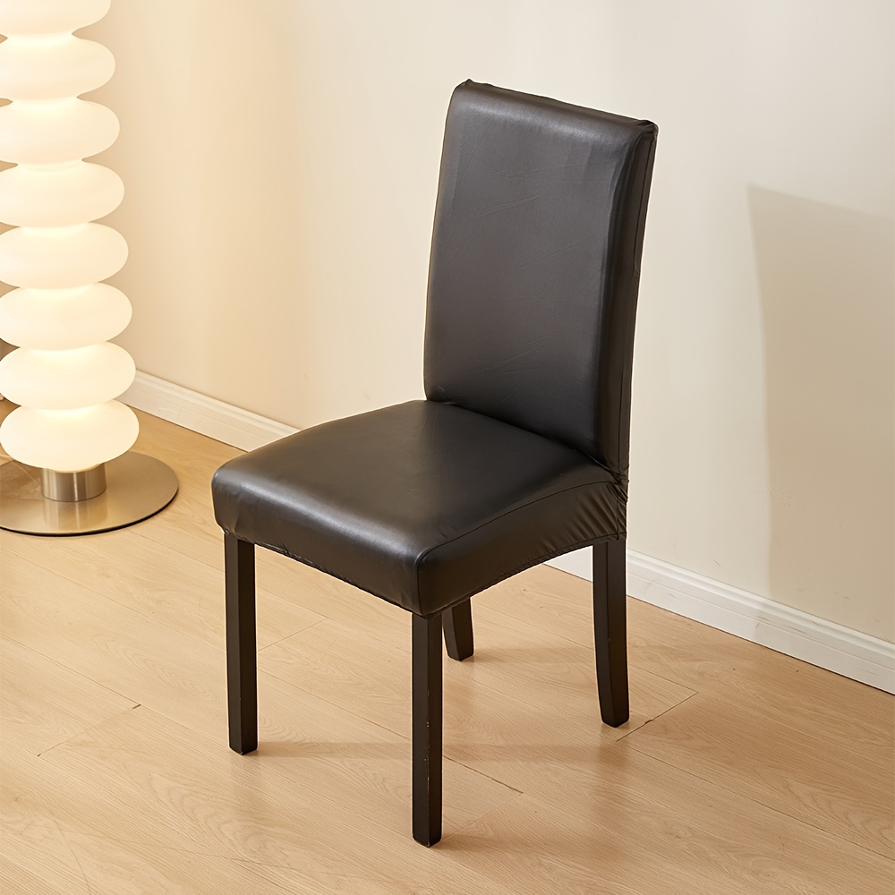 1pc Faux Leather Chair Size Non-slip Soft Comfortable Pet-friendly Elastic Fabric Cover For Room Office Desk Dining Chair Leisure Chair