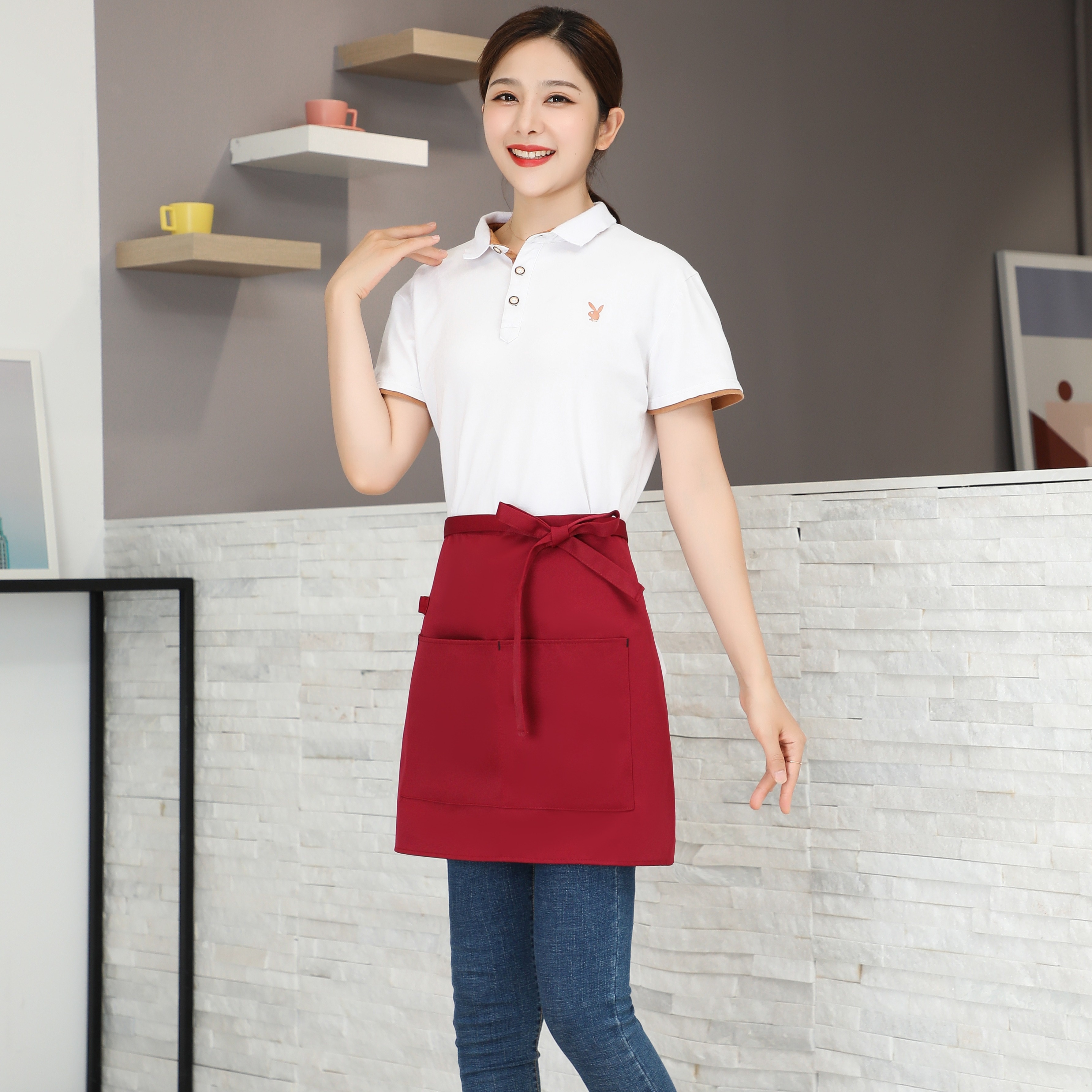 Image of Professional And Elegant , , Light And Flexible Use, Wear-resistant Breathable Apron, For Restaurants, Coffee Shops, Milk Tea Shops