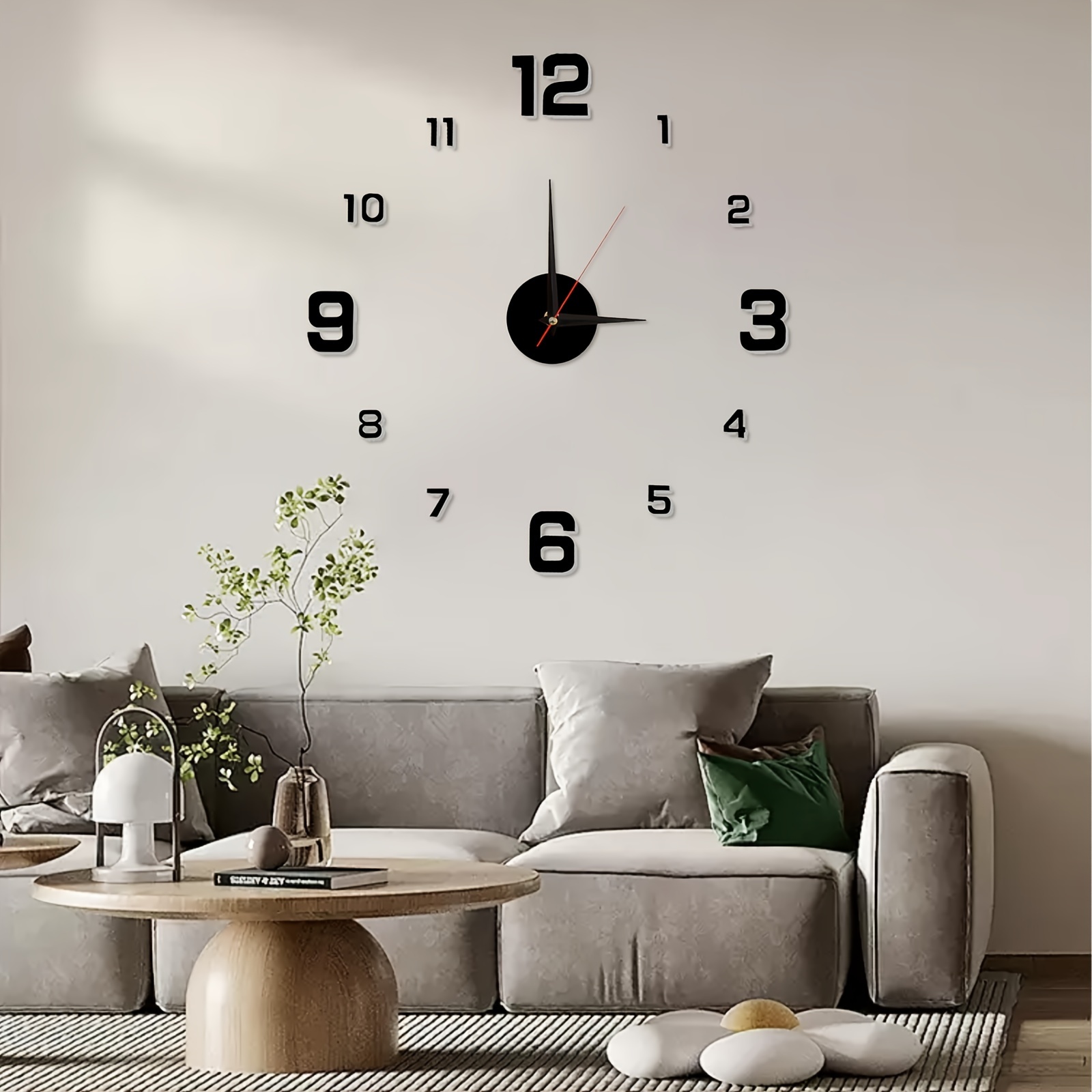 

Simple Large Luminous Mute Clock Three-dimensional Digital Wall Clock For Living Room Bedroom Digital Wall Sticker Clock