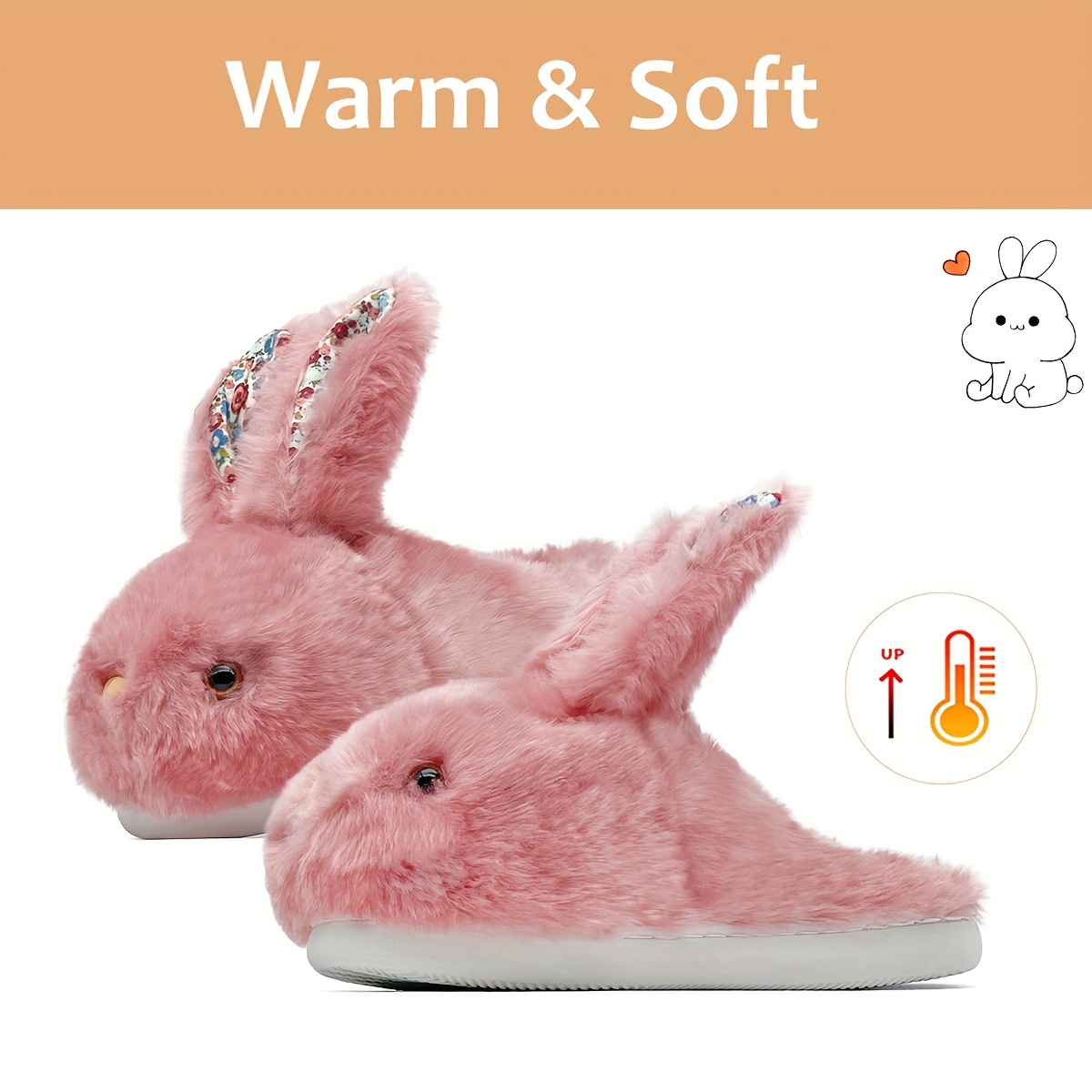 cozy plush bunny slippers women men soft fluffy rabbit Temu Canada