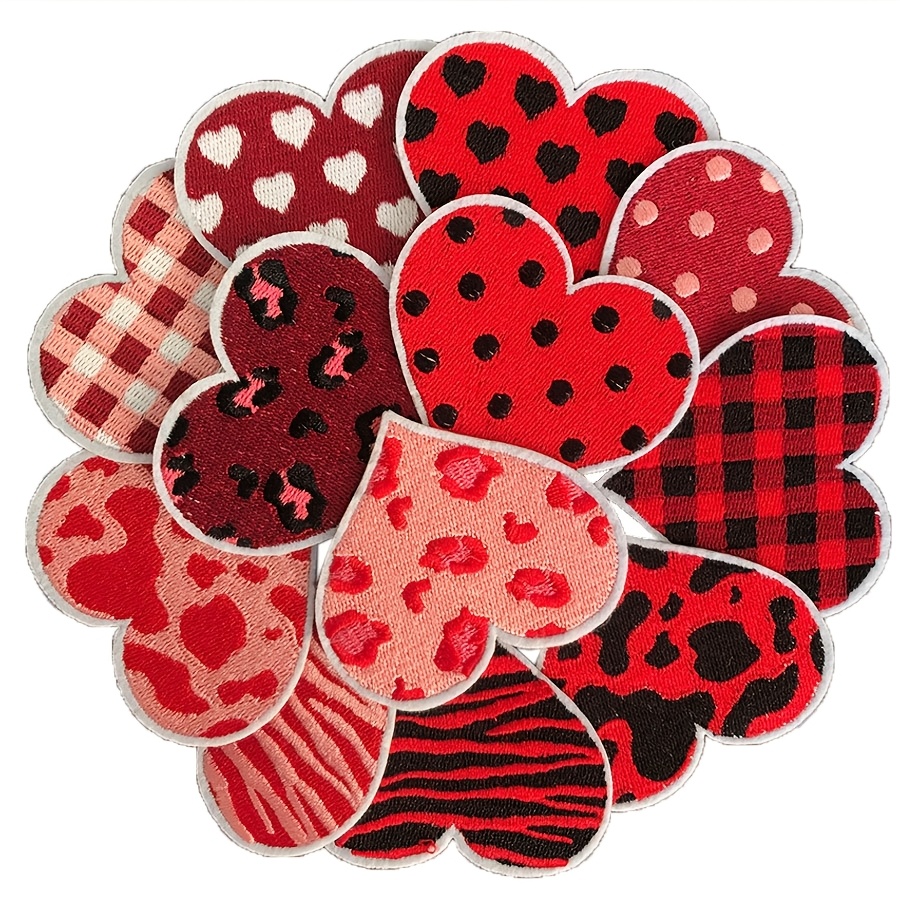 

J.carp 12pcs Valentine's Day Heart Iron-on Patches, Embroidered For Clothes, Dresses, Hats, Socks, Jeans, J.carp, Professional Theme