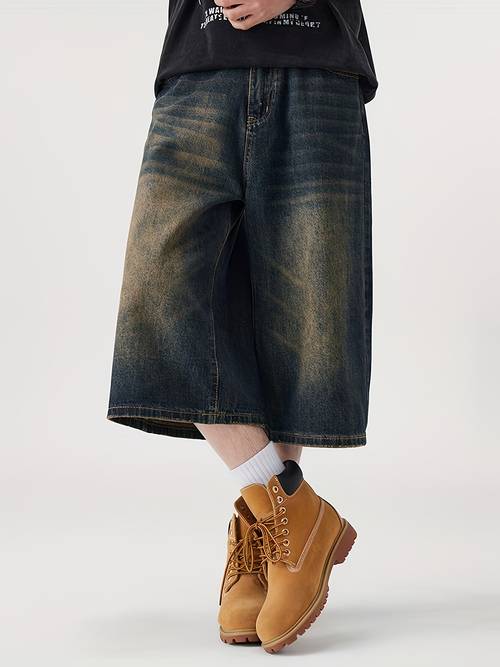 701# pantalones capri de holgados y sin elastano para hombres, estilo japonés y