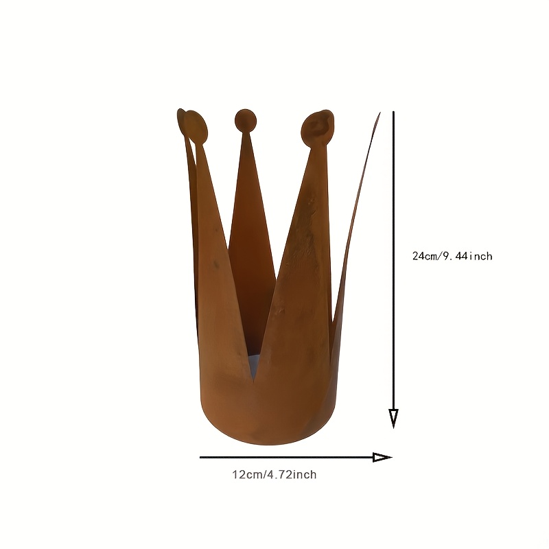 Metal Rust-resistant Windproof Outdoor Candle Holder With Crown/ - & Candlestick For Christmas, Hanukkah, Easter - Rusty Colored Candlestick For (no Electricity Needed)