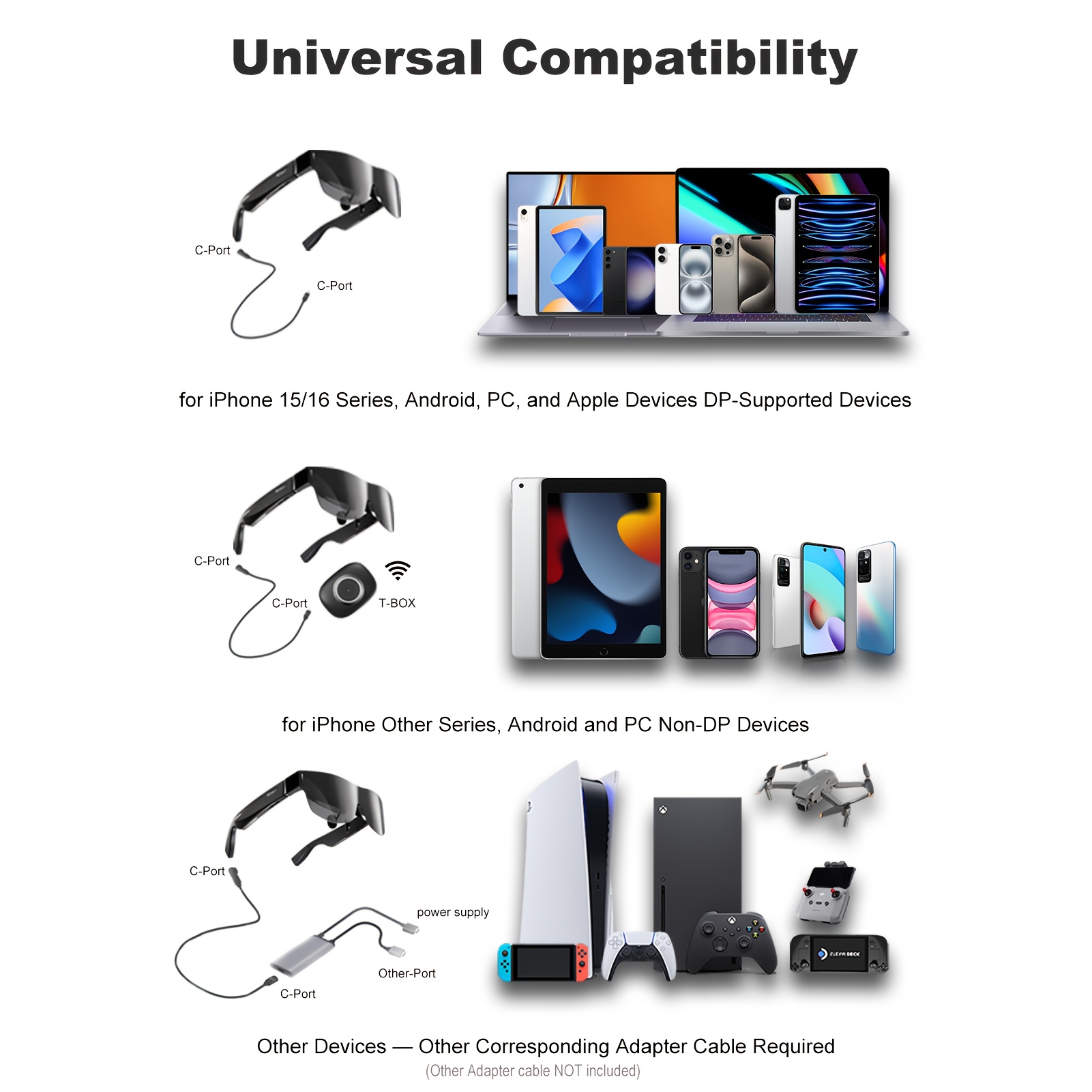  glasses with 150 hd display glasses with built in tracking portable vr headset for movies gaming travel presentations compatible with smartphones tablets laptops electronic components operation viewing experience Product details 1