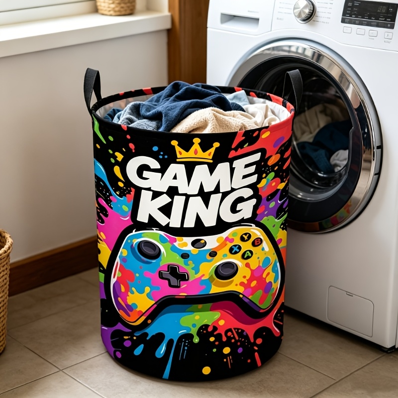 TEMU Panier à linge 1 manche de de jeu - Organisateur de rangement au design de jeu vidéo, tissu durable adapté pour chambre, bureau, décoration de