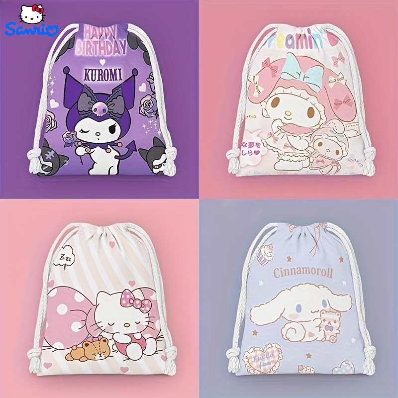 

Hello Kitty Cinnamoroll Kuromi Melody Bundle Pocket, Kawaii Drawstring Bag, Kawaii Canvas Storage Bag