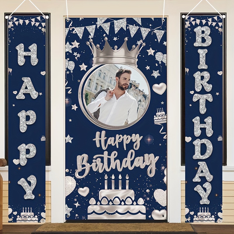 

[custom]3pcs Porch Sign Banner Set, Personalized 3pcs Decoration Set Mature Navy Theme Door Banner Hanging Indoor/outdoor Party Decoration Supplies Photography Background