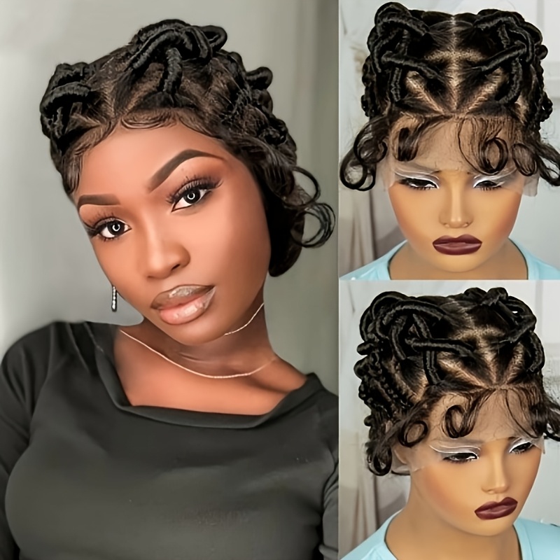 

Maki Bantu Braided Wig For Women - Hd Full Lace, 150% Density, High-temperature Synthetic Hair, Curly Ends, Style, Ideal For Tones, Long Hair Wig, Maki