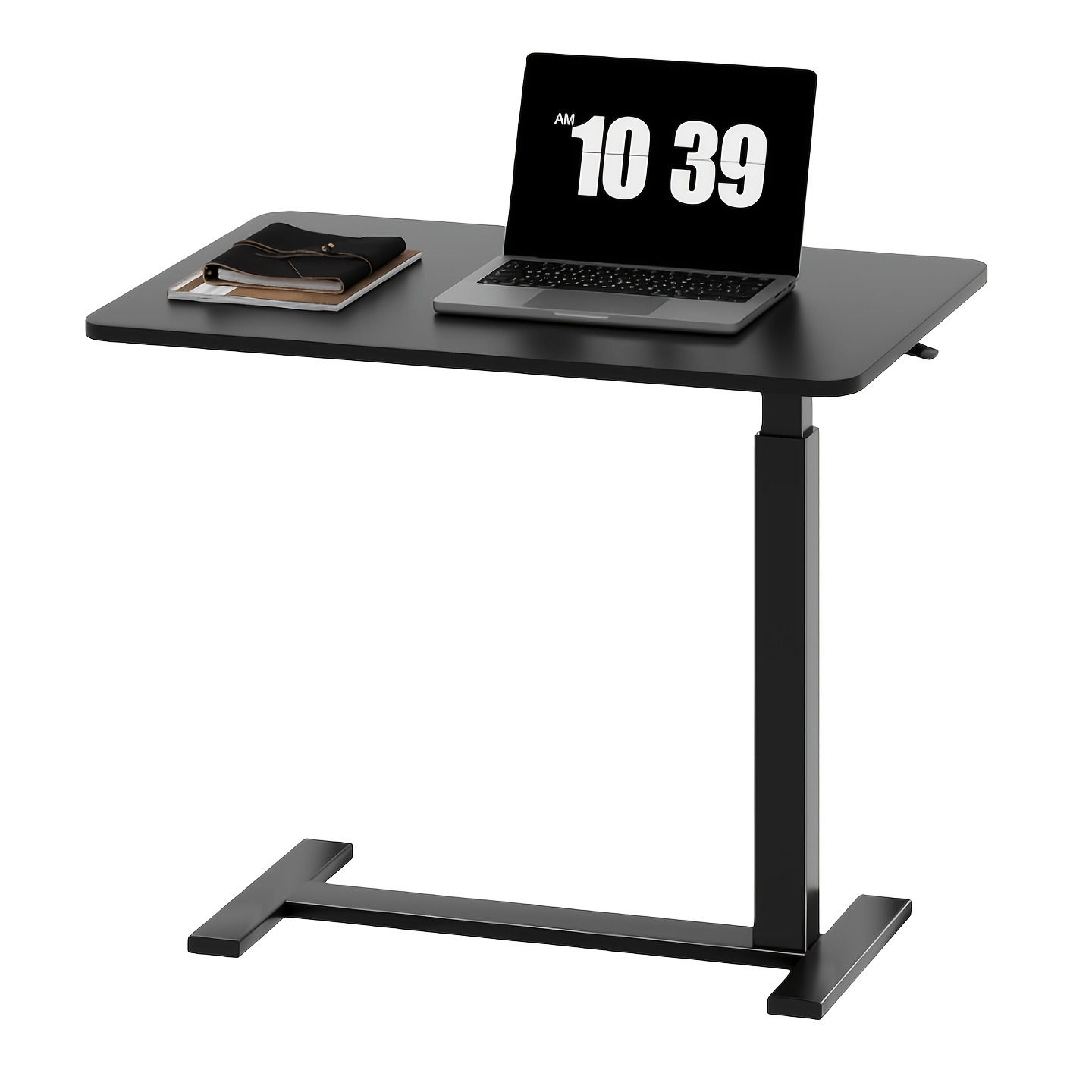 TEMU Wheeled Bedside Table, Height Adjustable, Suitable For Home Office Use, Portable Laptop Table, Portable Standing Desk, Black.