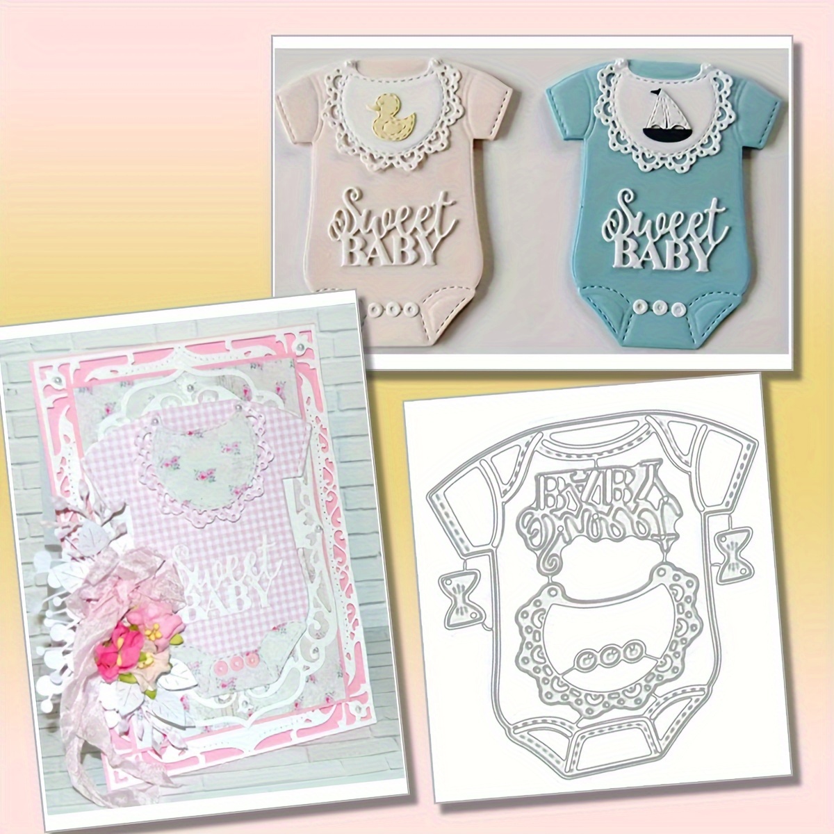 

A Lovely Baby Clothing Cutting Die Made Of Carbon Steel Paper Art With Embossed Patterns, Suitable For Diy Card Making, Scrapbooking, And Handicraft Cutting Molds.