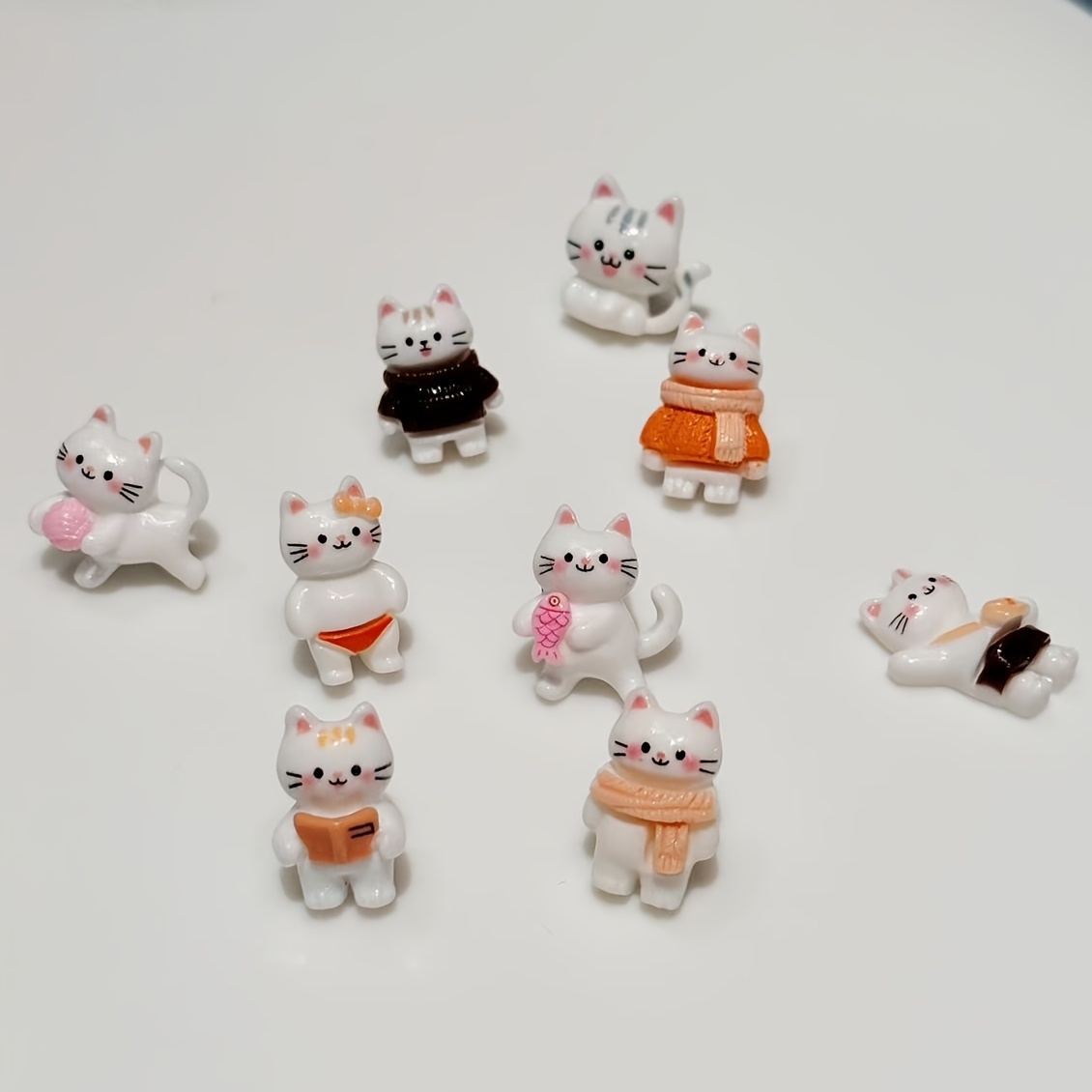 TEMU 9 Handmade Resin Cat Push Pins Thumb Tacks - Cute White Kitties | Design, Exquisite | For Felt Boards, Decorative Photo Walls, | Winter Small