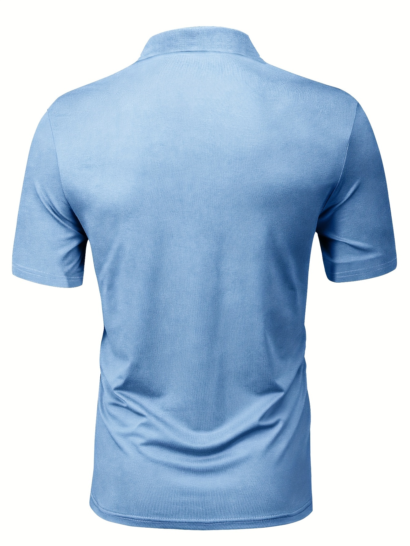 mens   shirt casual comfortable polyester short sleeve with collar and button up   ideal for summer outdoor activities machine washable sky blue 3