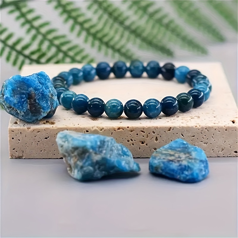 

1 bracelet de perles d'apatite bleue, style bohémien, accessoires, adapté pour la du patron et de remerciement des employés, bijoux de bracelet