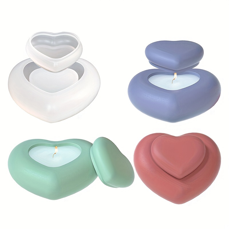 

Heart-shaped Silicone Candle Jar Molds With For Diy Storage Box And Candle Holder, Epoxy Resin Plaster Casting Molds