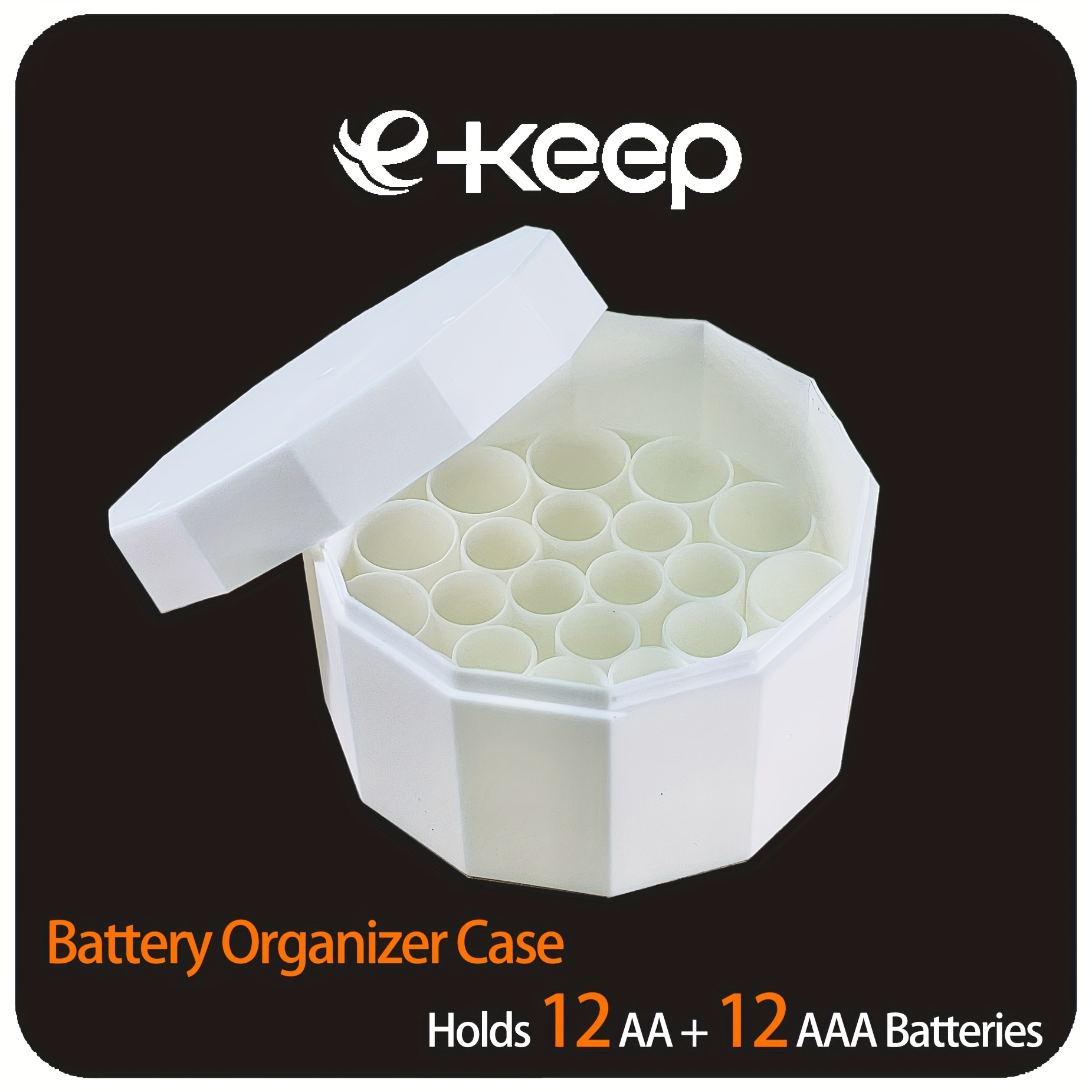 E-keep Portable Battery Organizer Case - Holds & 12 Aaa, Durable Pvc Storage Box For Home & Travel