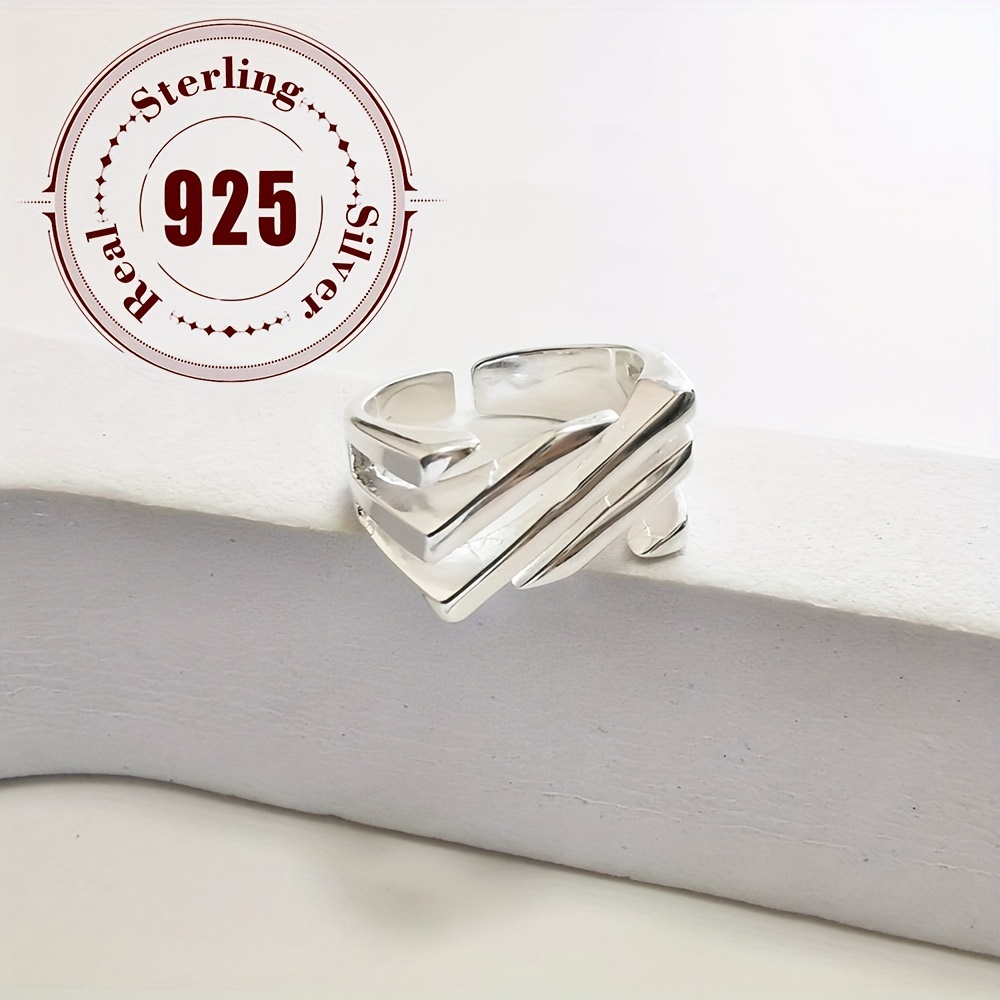 

Chic 925 Sterling Silvery Square Hollow Ring - & Party Wear, Lightweight At 4.8g