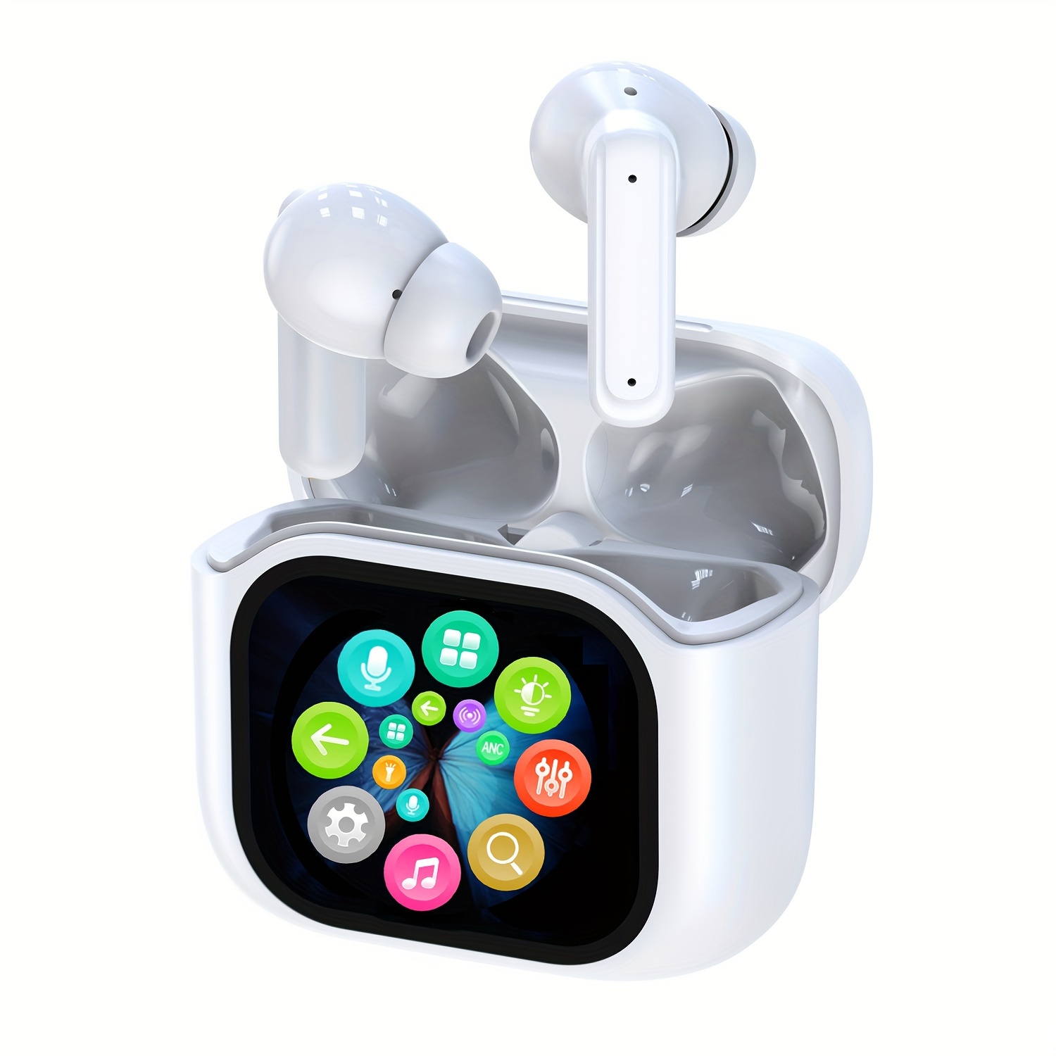 Image of Hitozon Wireless Earbuds Compatible For Gaming//phone With Anc+enc Noise Cancellation, Lcd Touch Screen, Sweat-resistant, Long , , Wireless Headphones, Compatible With Smartphones