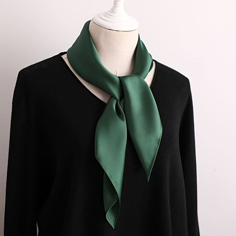 TEMU Écharpe Carrée Élégante pour Femme Foncé Uni, Texture , Utilisation Polyvalente Foulard, Châle, Accessoire, etc., Convient à Toutes