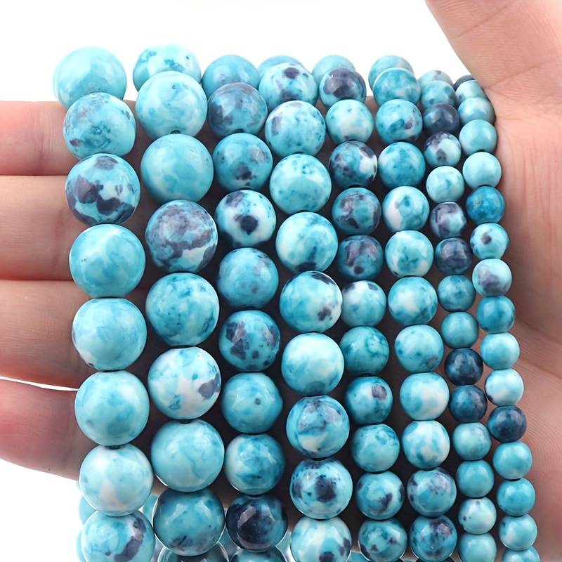 

High-quality Natural Blue Rain Stone Beads 6/8/10/12mm - Perfect For Diy Charm Bracelets, Necklaces & Earrings - Fashion Jewelry Making Supplies