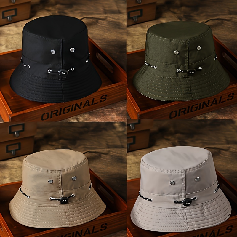 Sombrero Pescador Gorras Hombre Mujer Panamá Sun Hats Cap Hombres Mujeres  Camuflaje Sombrero De Cubo con Cuerda Gorra De Pescador-Marrón : :  Moda