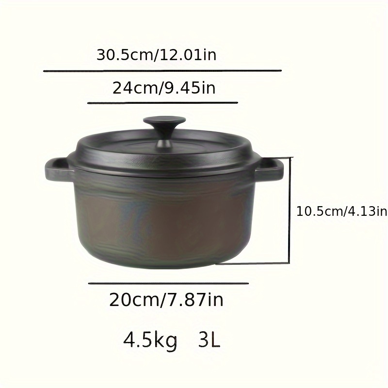 premium cast iron stew pot with dual handles thick non stick no coating needed for versatile cooking details 5