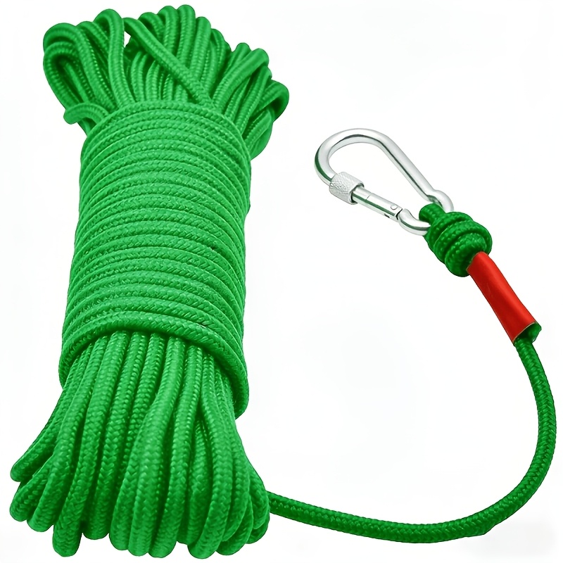 TEMU Nylon Rope With , Durable Green Nylon Material, Ideal For Towing, Binding, Clothes Drying, Retrieval And Salvage, And Outdoor Camping Additions