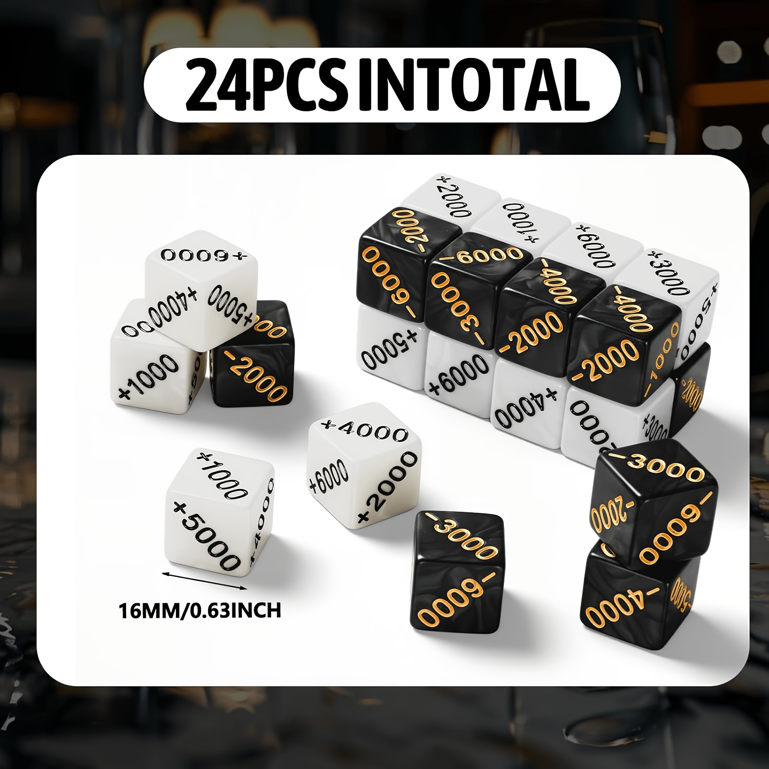 24pcs Power Counter Dice Set with Positive and Negative Values