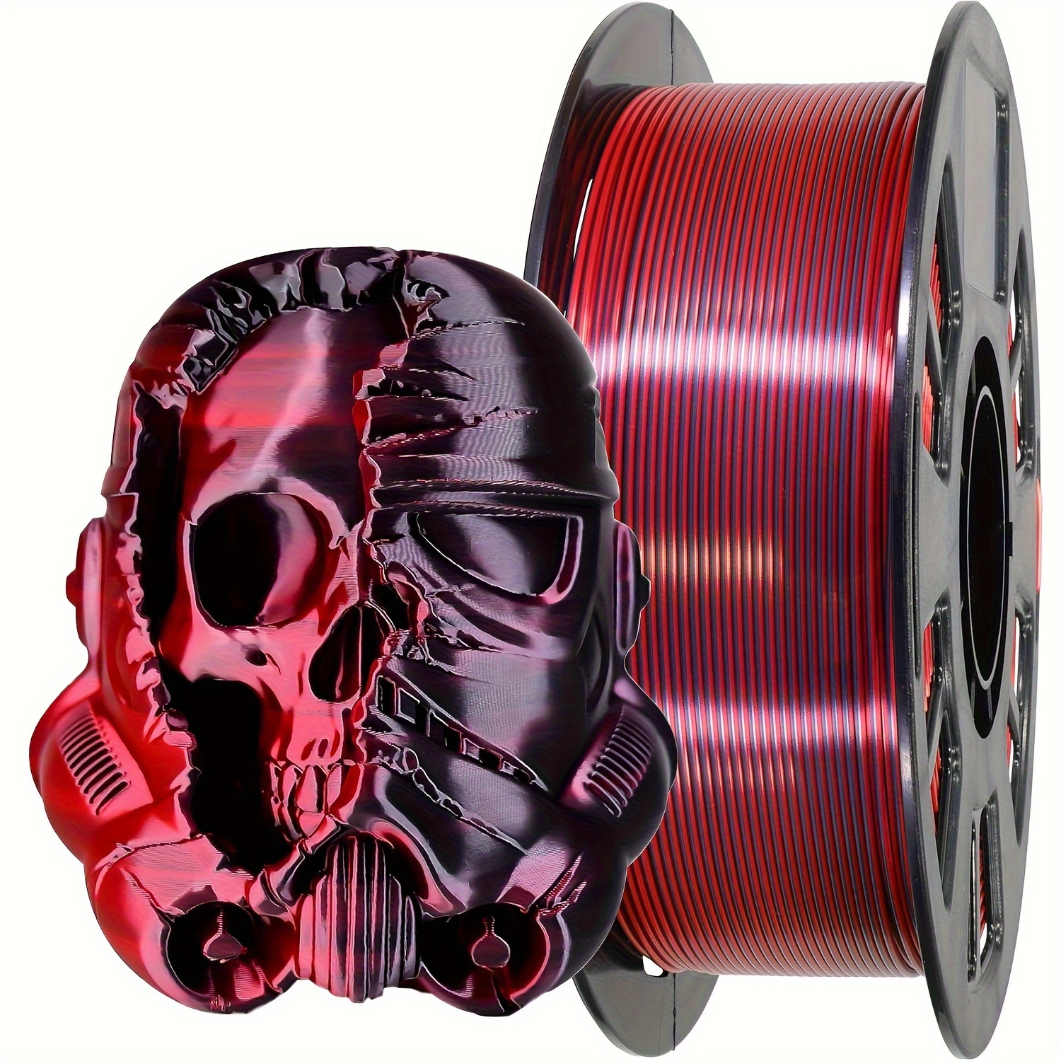 

Silk Pla 3d Printer Filament, Dual Color Red Black, Shiny Co-extruded Pla Material, 1kg / 2.2lb Spool For High Resolution Printing