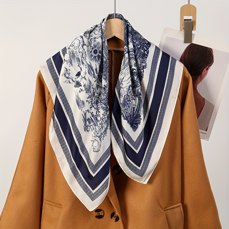 women's summer lightweight scarf bohemian style blue white Temu