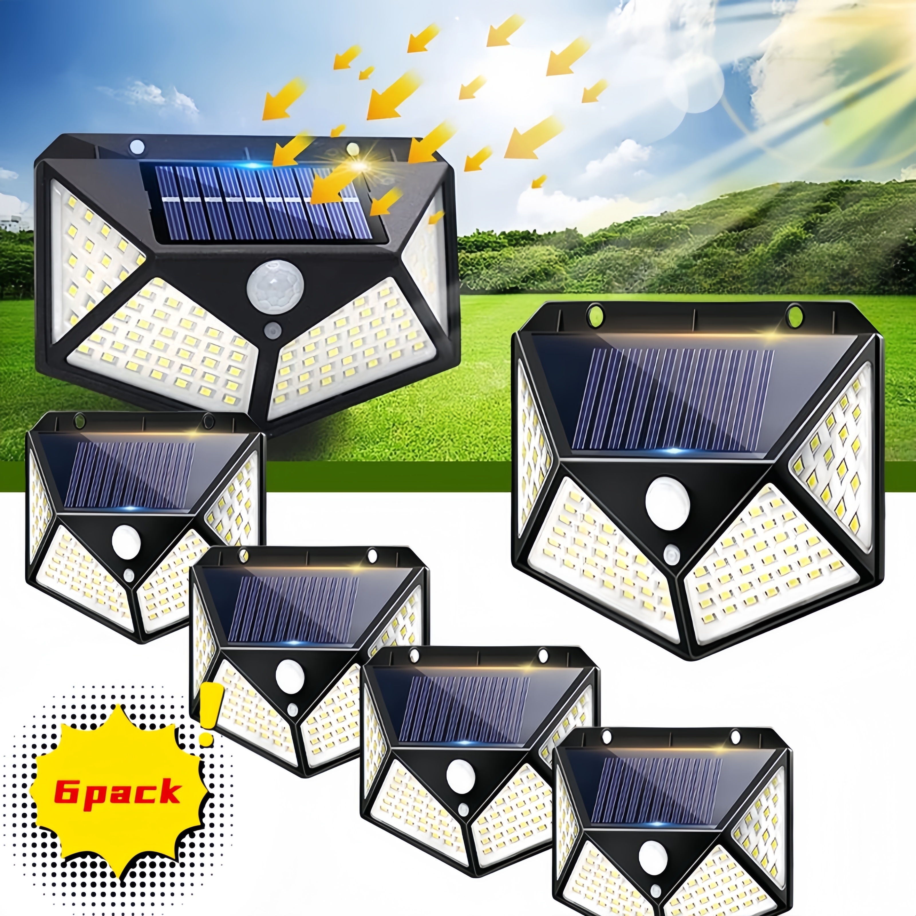 

Solar Outdoor Light, Solar Powered Outdoor Wall Light With Motion Sensor, Leds With Light Reflector,, Motion Sensor For Exterior, Patio, Yard, Garage, Deck, Garden, Set Of 6