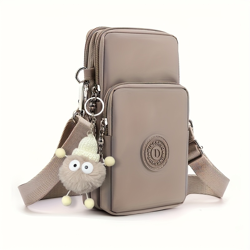 TEMU Fashionable Women's Nylon Crossbody Mobile Phone Bag, Lightweight Coin Purse, Lining, Zipper Design - Suitable For Travel And Daily Use, With A