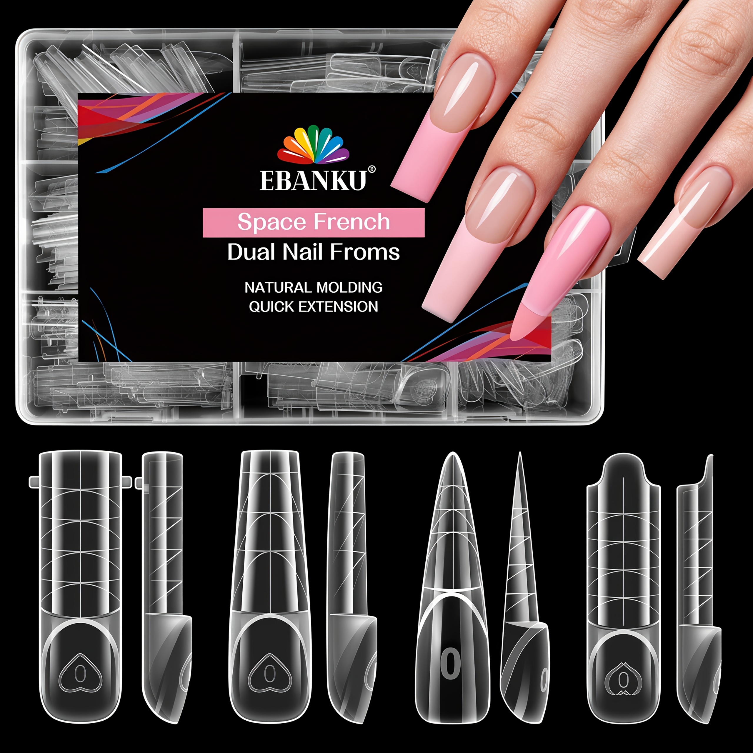 Ebanku 3d Reverse Dual Form, 240pcs Zone Dual Form Nail Mold Nail Extension Tool For Nail Manicure