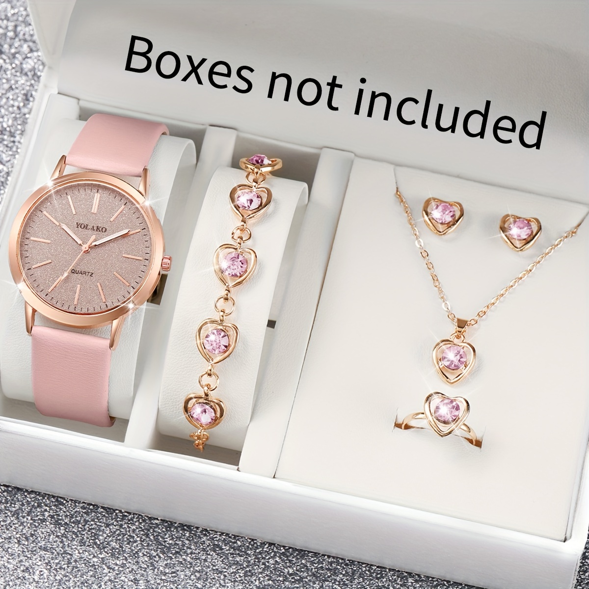 

Ensemble De Montres Pour Femmes Décontractées En Cuir PU Analogique Avec Bracelet En Cuir PU Et Bijoux Brillants, Cadeau De La Saint-Valentin Pour Elle