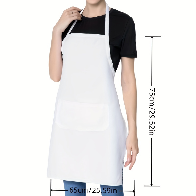 TEMU 12/6/1pc White Aprons Bulk, Plain Bib Aprons With 2 Pockets, Blank Apron With Long Ties For Adults Cooking Painting Bbq Grilling Baking Machine Washable