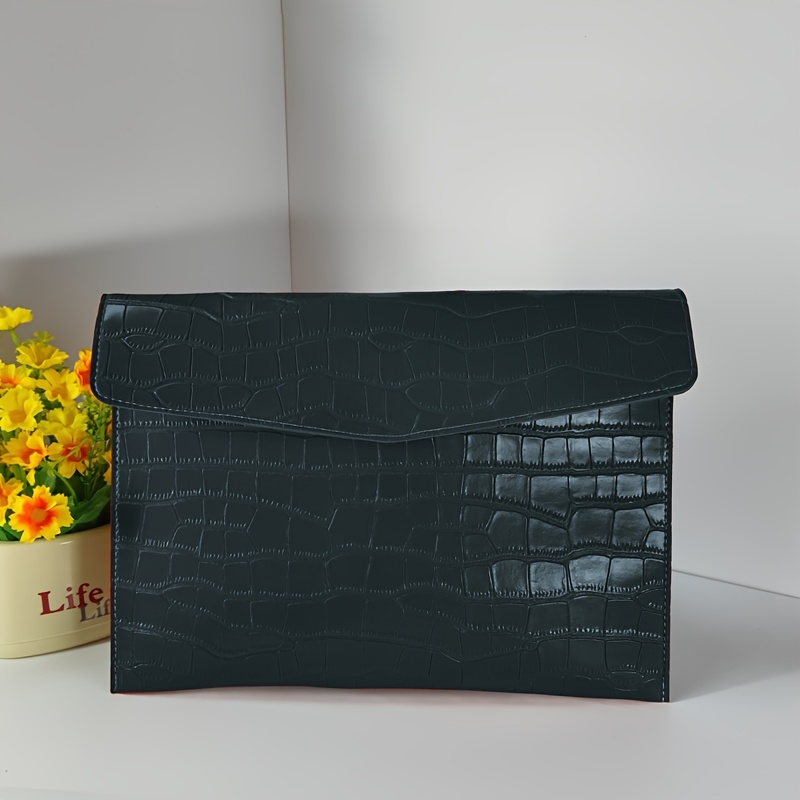 1pc Thick Leather A4 Folder File Bag Archive Bidding Document Large Capacity Storage Bag