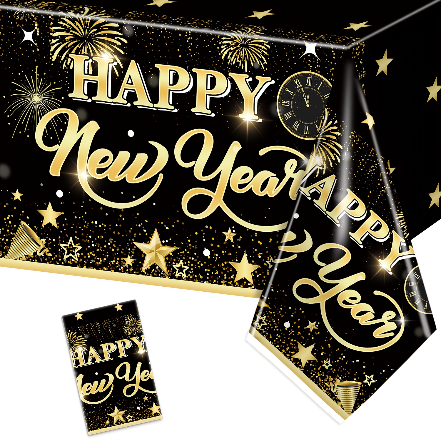 TEMU Party Tablecloth, 1pc New Year Party Decoration, Happy New Year Party Table Decoration, 2027 Happy New Year Party Supplies, Disposable
