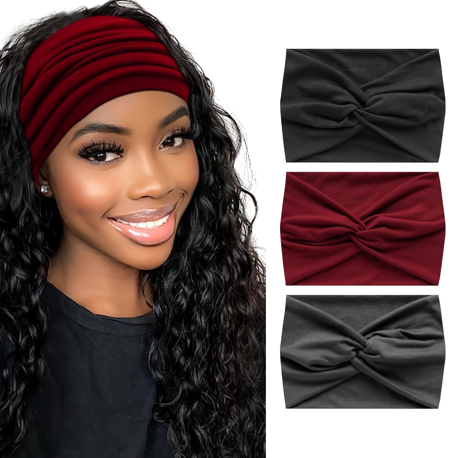 

Women's Wide Bohemian Headband Oversized Turban Headband Headband Kinked Accessories 3pcs/set