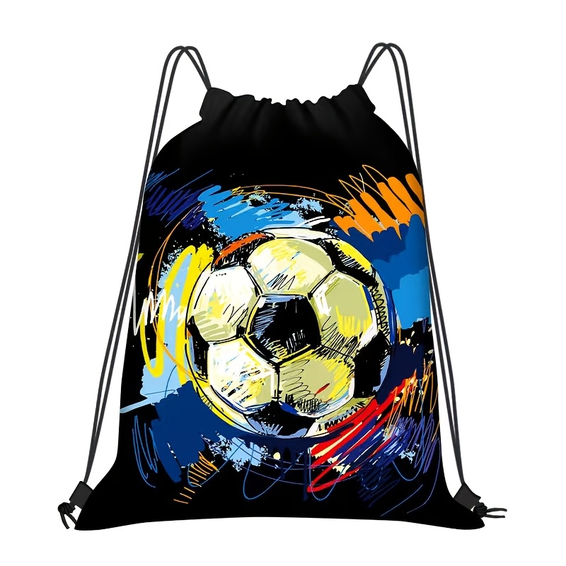 1pc Large Football-shaped Drawstring Backpack - Lightweight Foldable Gym Bag With Adjustable Straps, Ideal For Football Players & Enthusiasts, Casual/drawstring Gym Bag