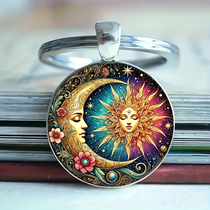 TEMU Fashionable, Elegant, Cute And Beautiful Sun And Moon Vintage Keychains - Alloy, For Men And Women, Car Bags, Fashionable Additions, Key Rings,