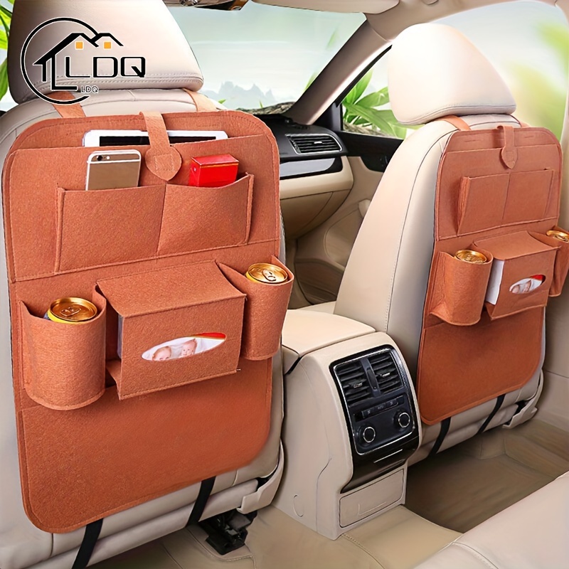 

1pc Ldq Felt Car Seat Storage Bag - Storing Interior Supplies, Goods & More - Backrest Mounted For Small /shops/retailers