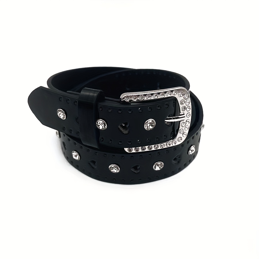 Cute And Simple Casual Rhinestone Heart-shaped Hollow Thin Waist Belt From Europe And America
