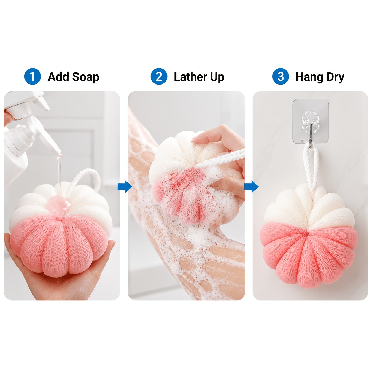 4pcs Set of Dual-Color Mesh Bathing Balls with Hooks