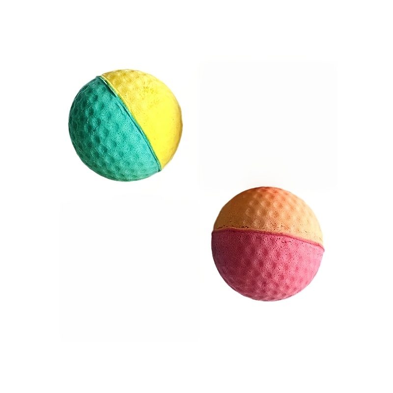 TEMU 2pcs Cat Ball Soft Foam Elastic Chew Ball Toy Suitable For Puppy Kitten Dog Colorful Pet Toy, Without Battery, Random Color