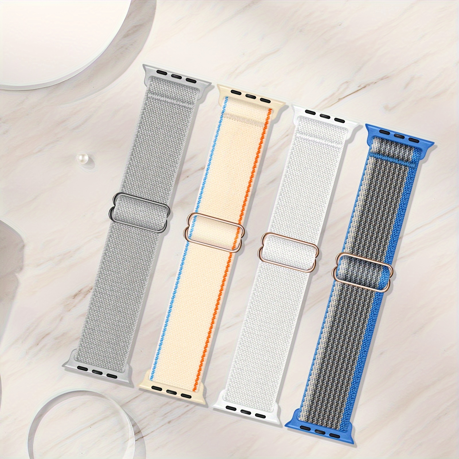 4 Packs Stretchy Solo Loop Compatible With IWatch Band 38mm 40mm 41mm 42mm 44mm 45mm 49mm Women Men, Soft Nylon Elastic Braided Strap Wristbands For IWatch Series Ultra 9/8/7/6/5/4/3/2/1/SE