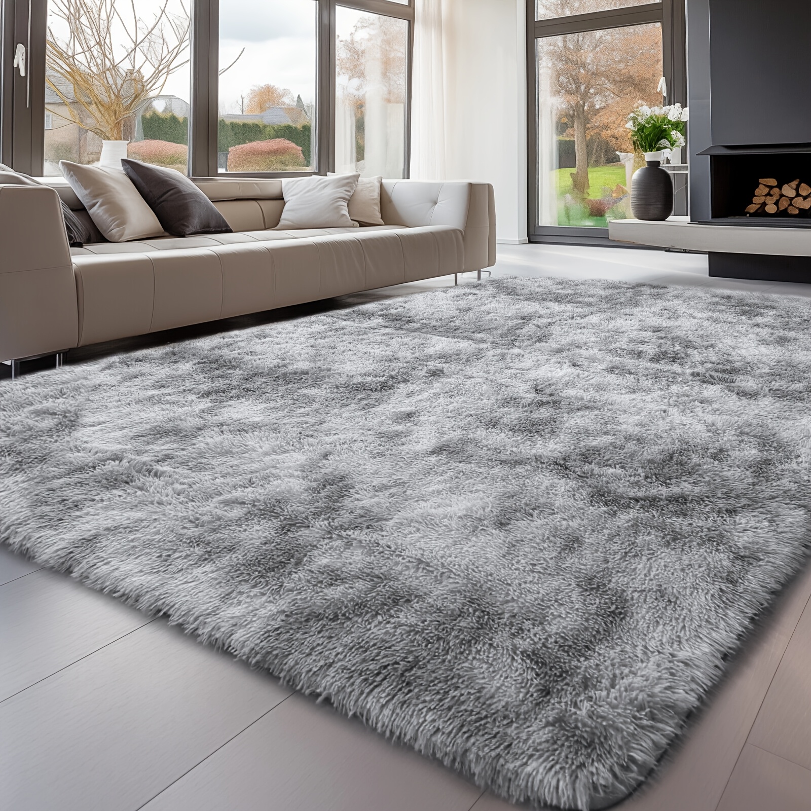 E-shop 230 x 160 cm dicker, großer Shaggy-Teppich für Wohnzimmer, Schlafzimmer, Flur oder als Läufer
