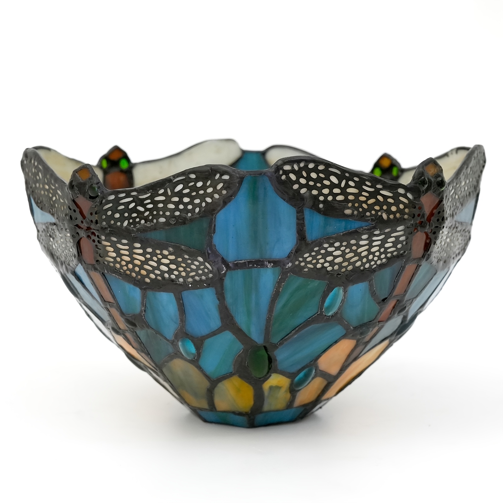 Vintage Green Dragonfly Style Stained Glass Lampshade