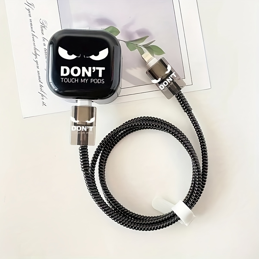 TEMU Juego de 5 fundas protectoras para cable de de Apple, estilo de expresión de ojo , compatibles con cargador estándar de 20W para iPhone, para