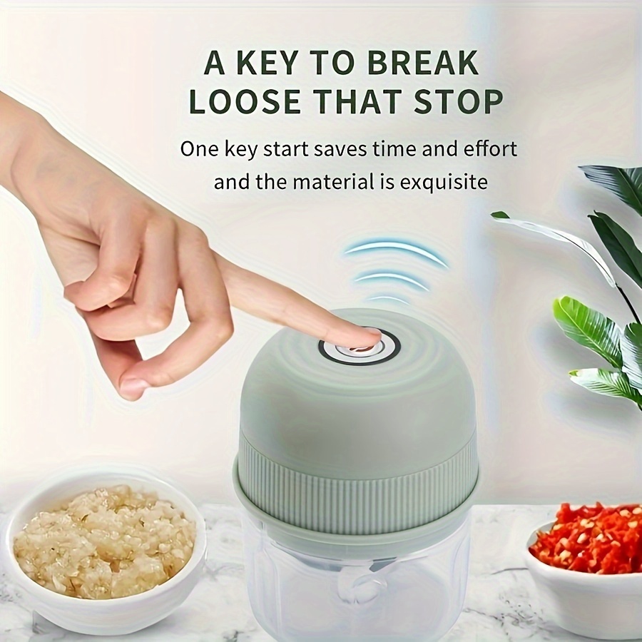 250ml electric mini garlic chopper usb rechargeable meat grinder stainless steel blade round abs cup safety switch 3600 rpm for ginger vegetables and meat grinding details 2